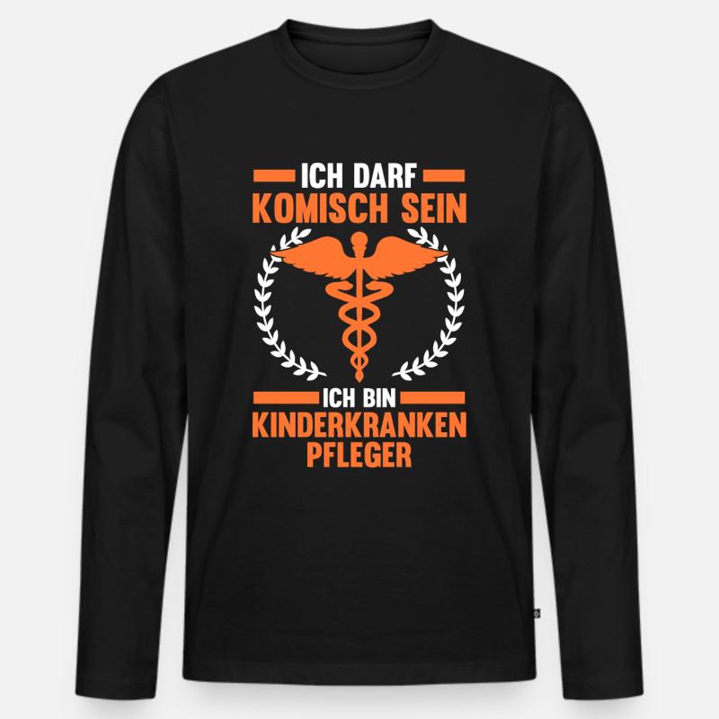Pfleger Pflegekraft Kinderkrankenpfleger - Männer Premium Bio Langarmshirt - Schwarz