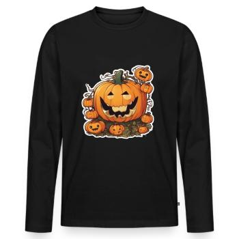 Pumpkin Halloween Halloween Pumpkin Pumpkin - Men's Premium Organic Long Sleeve Shirt - black - Front - Nico (187cm)