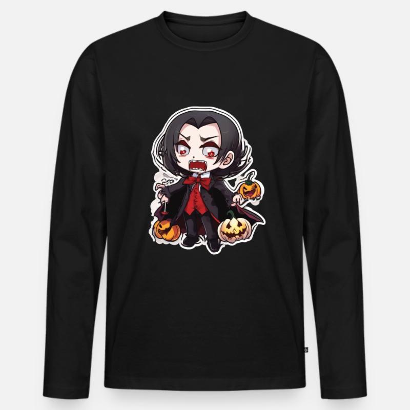Vampir Vampire Vampir Halloween Vampir Kostüm - Männer Premium Bio Langarmshirt - Schwarz