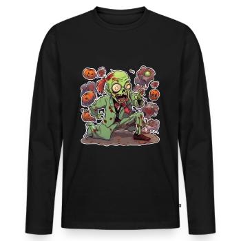 Zombie Zombie Halloween Zombie Costume Undead - Men's Premium Organic Long Sleeve Shirt - black - Front - Nico (187cm)