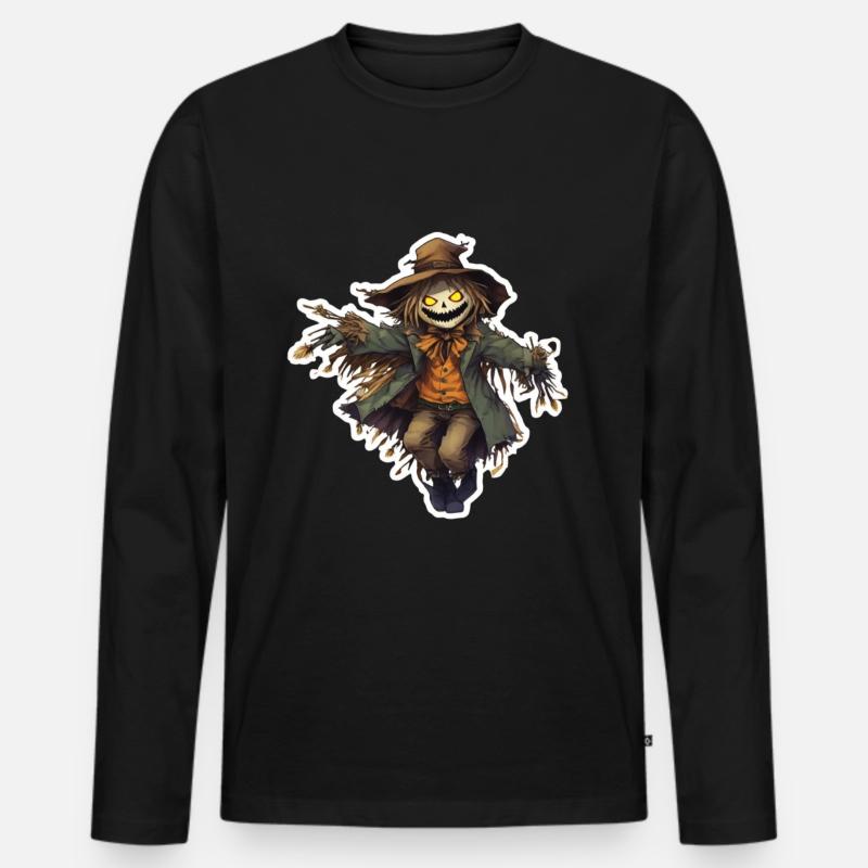 Vogelscheuche Hellowween Vogelscheuchen Kostüm - Männer Premium Bio Langarmshirt - Schwarz