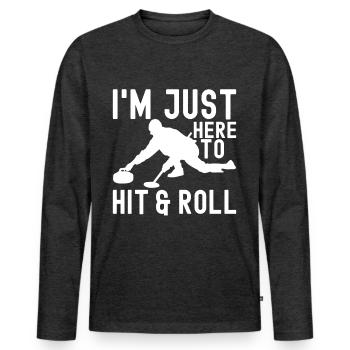 Joueurs de curling - T-shirt manches longues Premium bio Homme - anthracite chiné - Devant - Nico (187cm)
