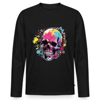 Crânes Crâne Crâne Crâne Os du crâne - T-shirt manches longues Premium bio Homme - noir - Devant - Nico (187cm)
