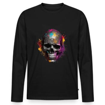 Crânes Crâne Crâne Crâne Os du crâne - T-shirt manches longues Premium bio Homme - noir - Devant - Nico (187cm)