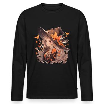 Sorcière Sorcière Sorcière Halloween Tenue de Sorcière - T-shirt manches longues Premium bio Homme - noir - Devant - Nico (187cm)