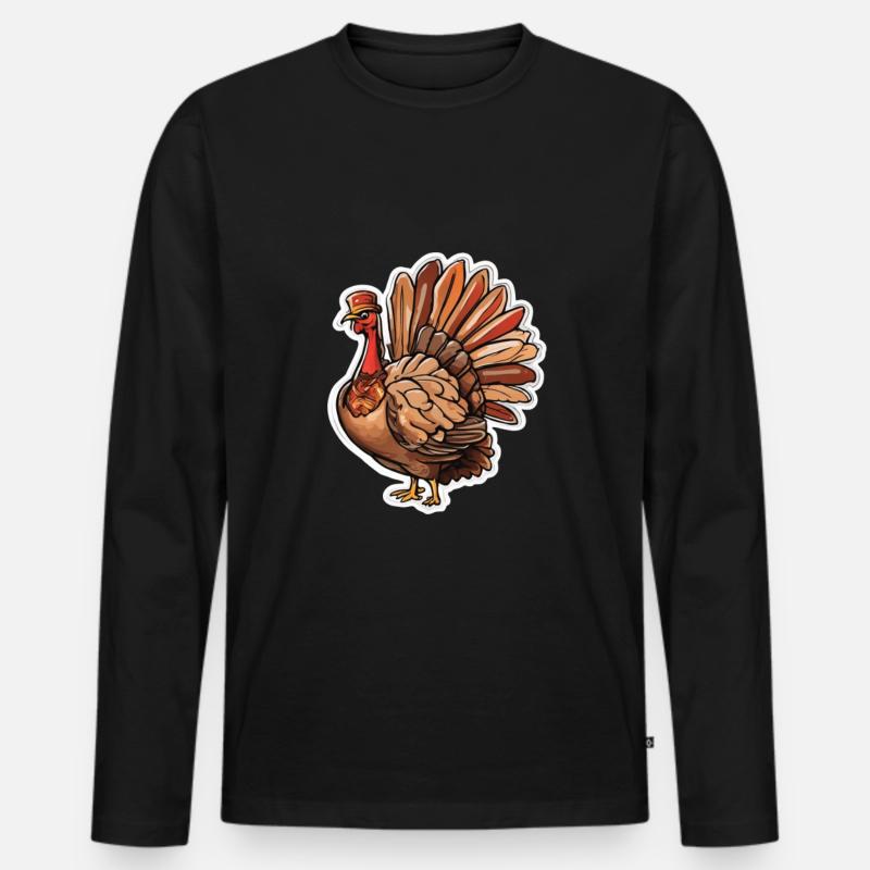 Truthahn Thanksgiving - Männer Premium Bio Langarmshirt - Schwarz