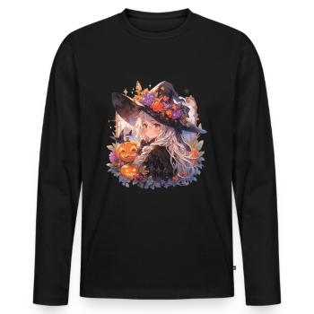 Sorcière Sorcière Sorcière Halloween Tenue de Sorcière - T-shirt manches longues Premium bio Homme - noir - Devant - Nico (187cm)