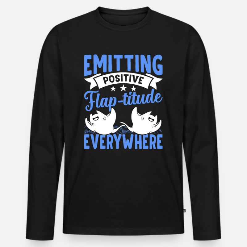 Mantarochen Positive Flap-titude Mantarochen - Männer Premium Bio Langarmshirt - Schwarz