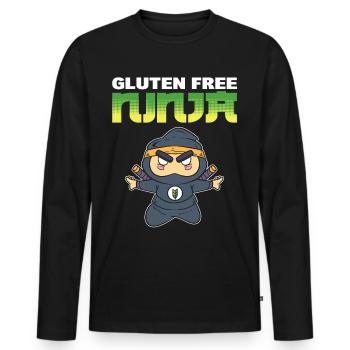 Glutenfreier Ninja Glutenfreie Diät - Männer Premium Bio Langarmshirt - Schwarz - Vorne - Nico (187cm)