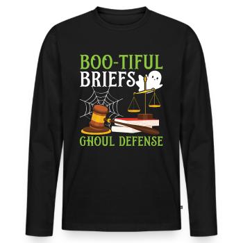 Boo-tiful Briefs Ghoul Defense Lawyer Halloween - Men's Premium Organic Long Sleeve Shirt - black - Front - Nico (187cm)