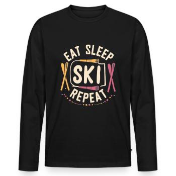 Manger dormir Ski Répéter - T-shirt manches longues Premium bio Homme - noir - Devant - Nico (187cm)
