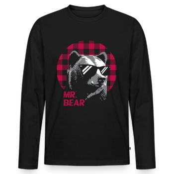 M. Bear - T-shirt manches longues Premium bio Homme - noir - Devant - Nico (187cm)