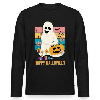 Joyeux halloween - T-shirt manches longues Premium bio Homme - noir - Devant - Nico (187cm)