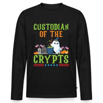 Custode de la crypte Gardien de l’école Halloween - T-shirt manches longues Premium bio Homme - noir - Devant - Nico (187cm)
