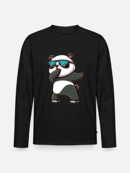 Panda Dabbing Panda Pandas Panda Baby - Männer Premium Bio Langarmshirt - Schwarz