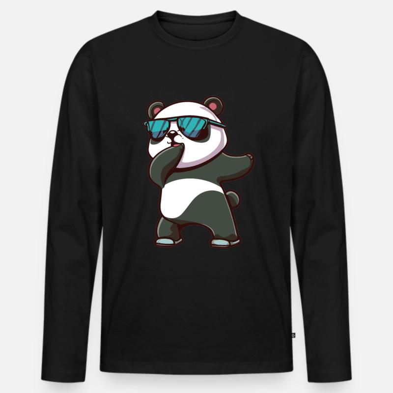 Panda Dabbing Panda Pandas Panda Baby - Männer Premium Bio Langarmshirt - Schwarz