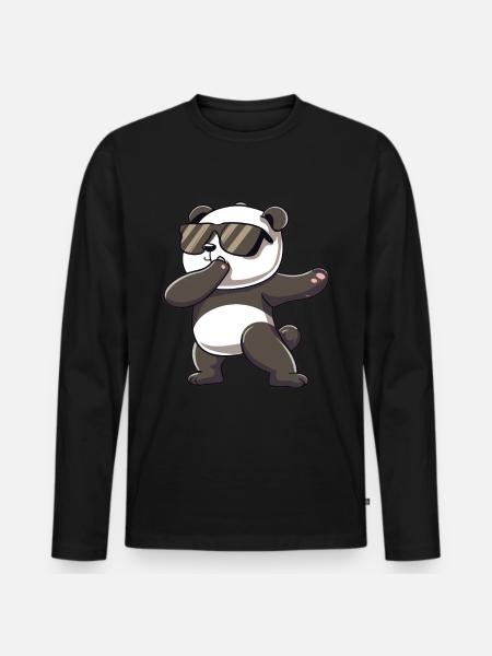 Panda Dabbing Panda Pandaer Panda Baby - Premium økologisk langærmet T-shirt til mænd - sort