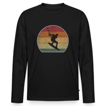 Kitesurf rétro Sunset Kitesurf - T-shirt manches longues Premium bio Homme - noir - Devant - Nico (187cm)