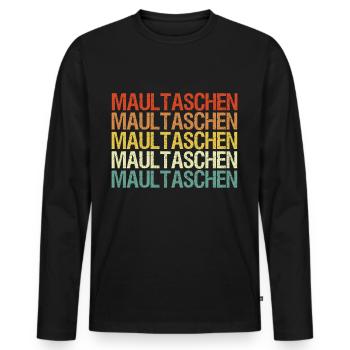 Maultaschen Outfit im vintage Retro Stil - Männer Premium Bio Langarmshirt - Schwarz - Vorne - Nico (187cm)