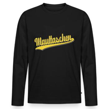 Maultaschen Outfit im vintage Retro Stil - Männer Premium Bio Langarmshirt - Schwarz - Vorne - Nico (187cm)