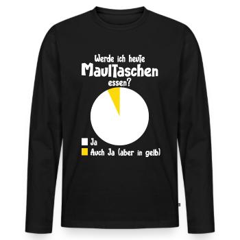 Werde ich heute Maultaschen essen? - Männer Premium Bio Langarmshirt - Schwarz - Vorne - Nico (187cm)