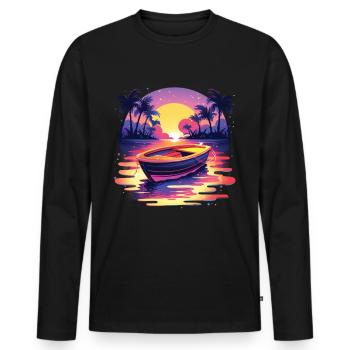 Boot - Männer Premium Bio Langarmshirt - Schwarz - Vorne - Nico (187cm)