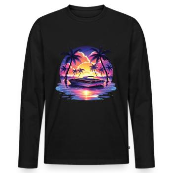 Boot - Männer Premium Bio Langarmshirt - Schwarz - Vorne - Nico (187cm)