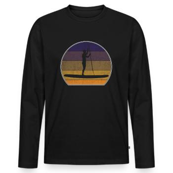 Rétro Stand Up Paddle Sunset Paddle Paddle - T-shirt manches longues Premium bio Homme - noir - Devant - Nico (187cm)