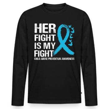 Awareness of Child Abuse Prevention - Men's Premium Organic Long Sleeve Shirt - black - Front - Nico (187cm)