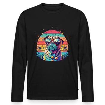 Mops Mops Hund Mops Geschenke Mops Sonnenbrille - Männer Premium Bio Langarmshirt - Schwarz - Vorne - Nico (187cm)