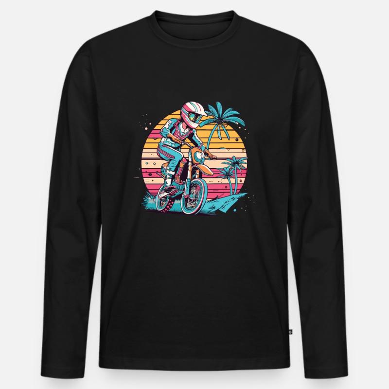Motocross Mädchen - Männer Premium Bio Langarmshirt - Schwarz