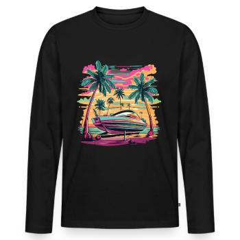 bateau à moteur bateau de sport bateau yacht propriétaire de bateau - T-shirt manches longues Premium bio Homme - noir - Devant - Nico (187cm)