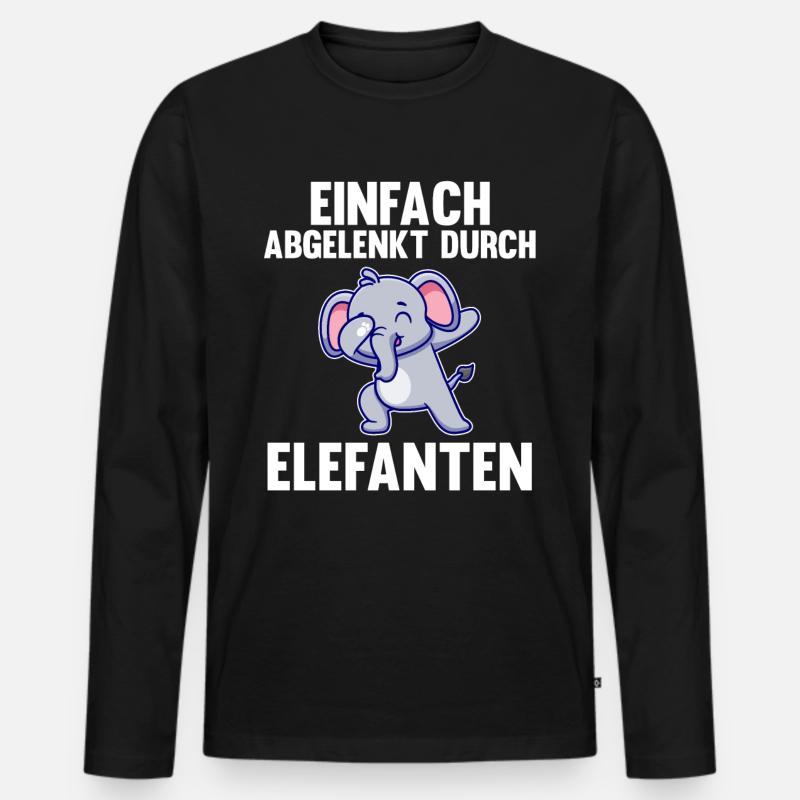 Elefant Elefanten - Männer Premium Bio Langarmshirt - Schwarz