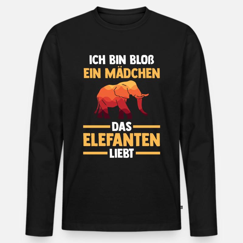 Elefant Elefanten - Männer Premium Bio Langarmshirt - Schwarz