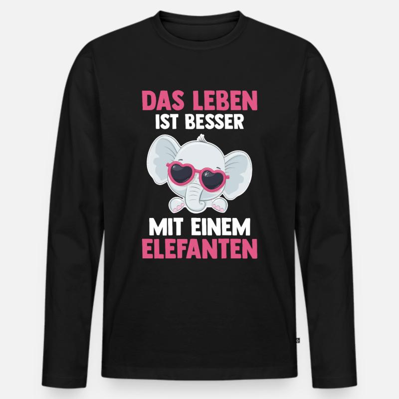 Elefant Elefanten - Männer Premium Bio Langarmshirt - Schwarz
