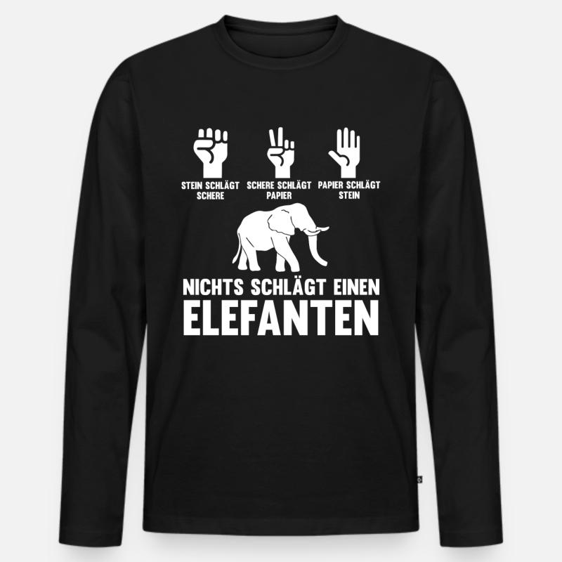Elefant Elefanten - Männer Premium Bio Langarmshirt - Schwarz
