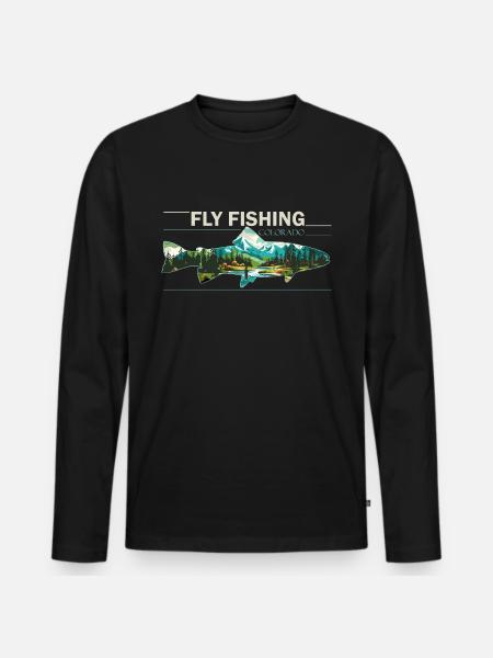 Fluefiskeri i Colorado: Retro lystfiskere & - Premium økologisk langærmet T-shirt til mænd - sort
