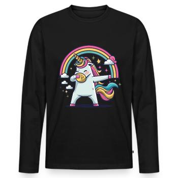 Dabbing Licorne Licorne Dab Dabbing Trend Dance - T-shirt manches longues Premium bio Homme - noir - Devant - Nico (187cm)