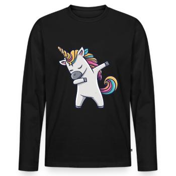 Dabbing Licorne Licorne Dab Dabbing Trend Dance - T-shirt manches longues Premium bio Homme - noir - Devant - Nico (187cm)