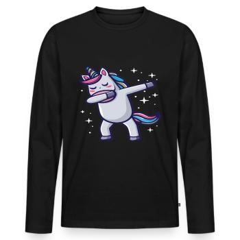 Dabbing Licorne Licorne Dab Dabbing Trend Dance - T-shirt manches longues Premium bio Homme - noir - Devant - Nico (187cm)