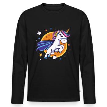 Unicorn Superhero Unicorns Unicorn Baby Unicorn - Men's Premium Organic Long Sleeve Shirt - black - Front - Nico (187cm)