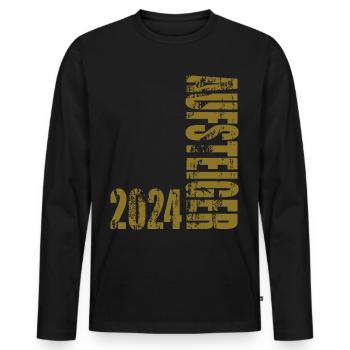 Aufsteiger 2024 Aufstiegstrikot 24 - Männer Premium Bio Langarmshirt - Schwarz - Vorne - Nico (187cm)