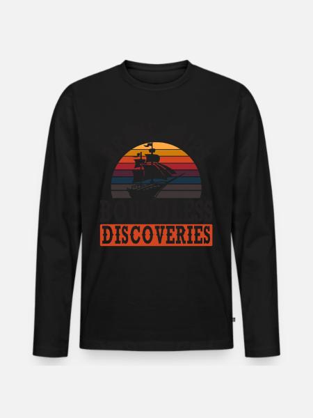 Brave Ships - Limitless Discoveries - Kolumb - Men's Premium Organic Long Sleeve Shirt - black