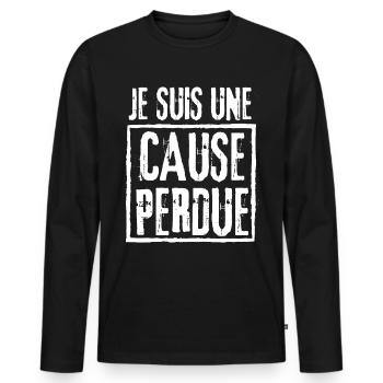 Je suis une Cause Perdue - T-shirt manches longues Premium bio Homme - noir - Devant - Nico (187cm)