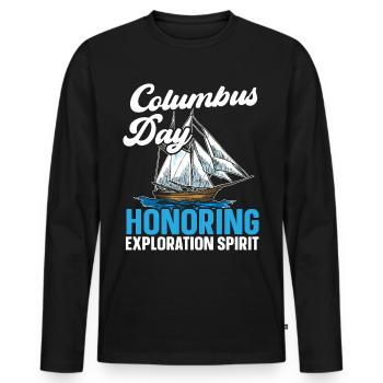 Kolumbus-Tag: Ehrung des Entdeckergeistes - Männer Premium Bio Langarmshirt - Schwarz - Vorne - Nico (187cm)