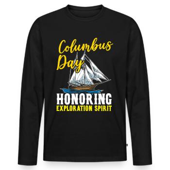 Kolumbus-Tag: Ehrung des Entdeckergeistes - Männer Premium Bio Langarmshirt - Schwarz - Vorne - Nico (187cm)