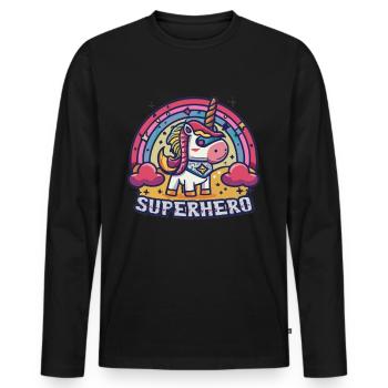 Unicorn Superhero Unicorns Unicorn Baby Unicorn - Men's Premium Organic Long Sleeve Shirt - black - Front - Nico (187cm)