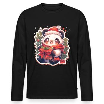 Panda Weihnachten Panda Pandas Panda Weihnachten - Männer Premium Bio Langarmshirt - Schwarz - Vorne - Nico (187cm)