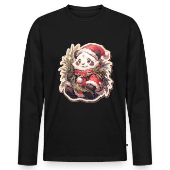Panda Weihnachten Panda Pandas Panda Weihnachten - Männer Premium Bio Langarmshirt - Schwarz - Vorne - Nico (187cm)