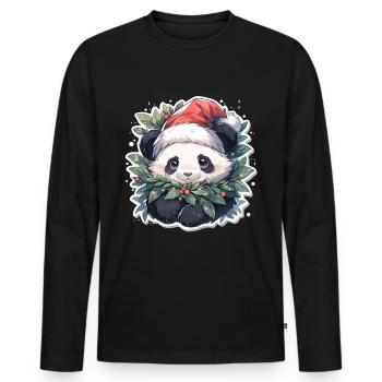 Panda Weihnachten Panda Pandas Panda Weihnachten - Männer Premium Bio Langarmshirt - Schwarz - Vorne - Nico (187cm)